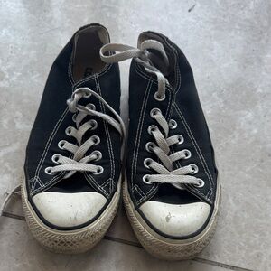 Classic Black Canvas Athletic Sneakers with White Accents